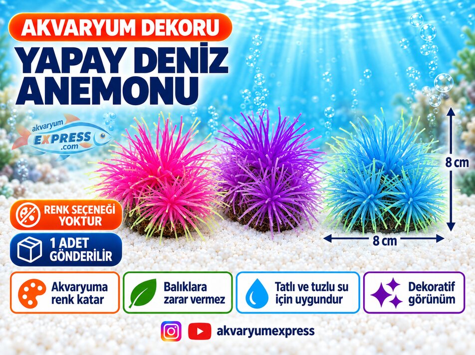 YAPAY DENİZ ANEMONU AKVARYUM DEKORU