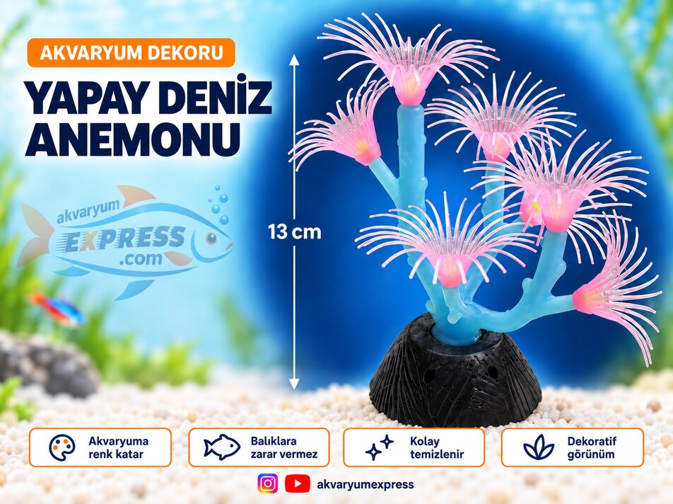 YAPAY DENİZ ANEMONU AKVARYUM DEKORU