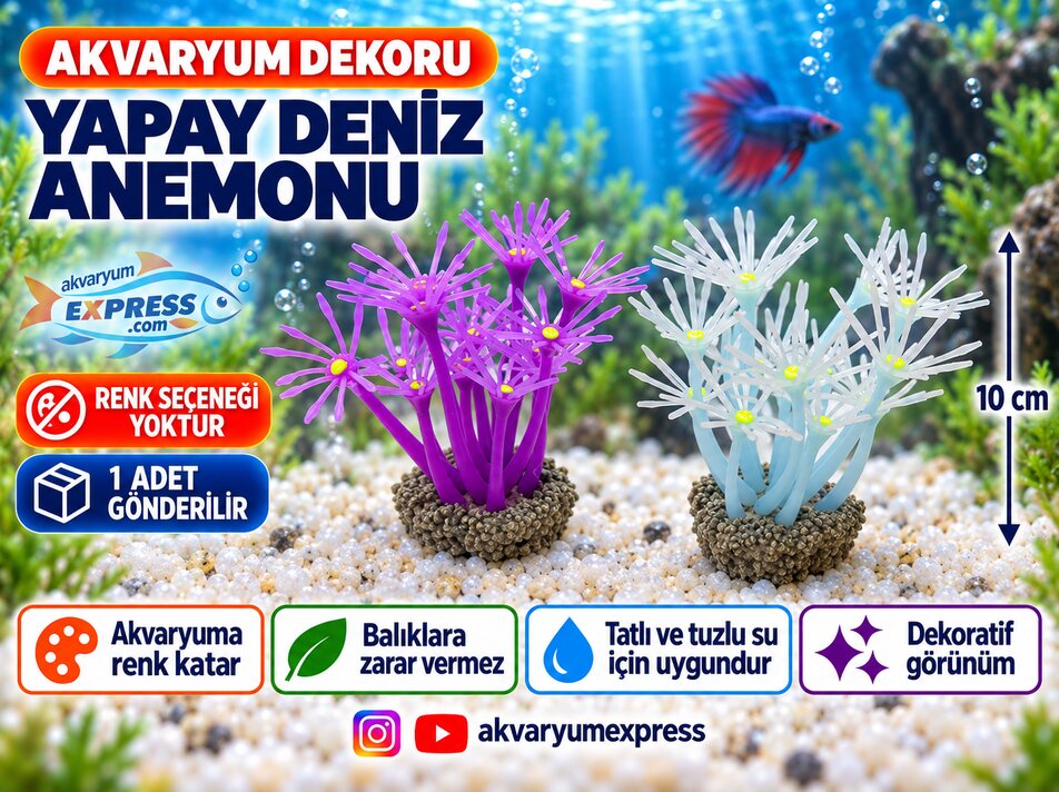 YAPAY DENİZ ANEMONU AKVARYUM DEKORU