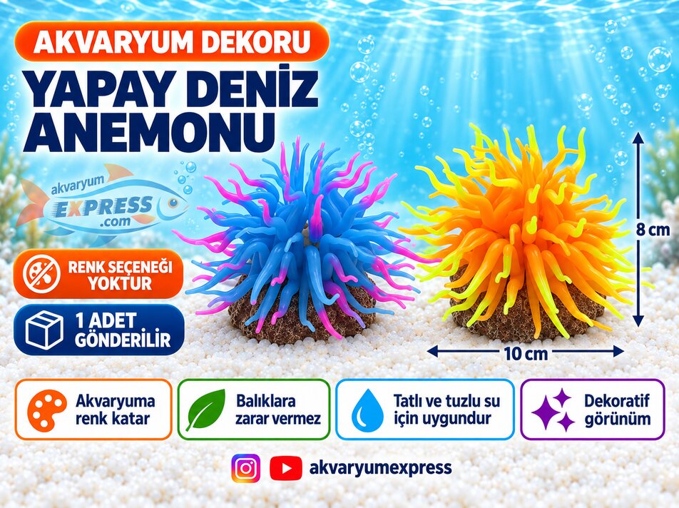 YAPAY DENİZ ANEMONU AKVARYUM DEKORU