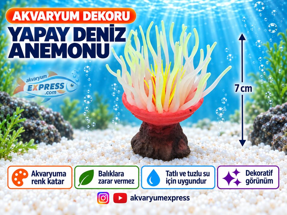 YAPAY DENİZ ANEMONU AKVARYUM DEKORU