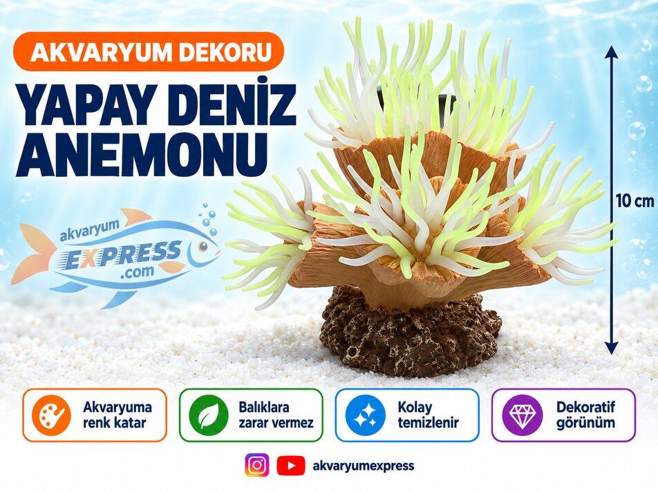YAPAY DENİZ ANEMONU AKVARYUM DEKORU