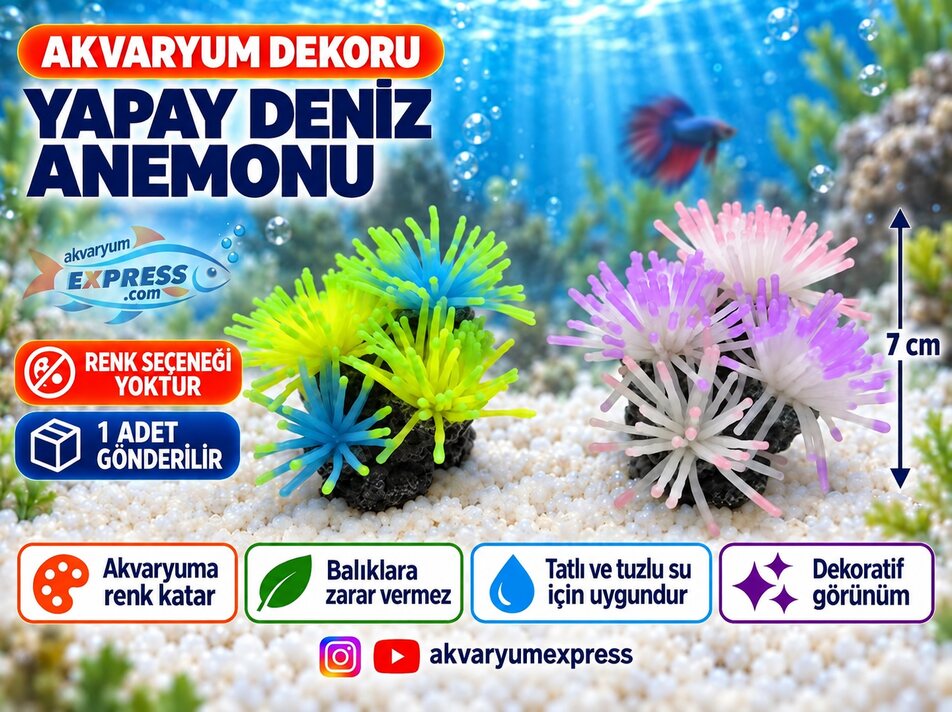 YAPAY DENİZ ANEMONU AKVARYUM DEKORU
