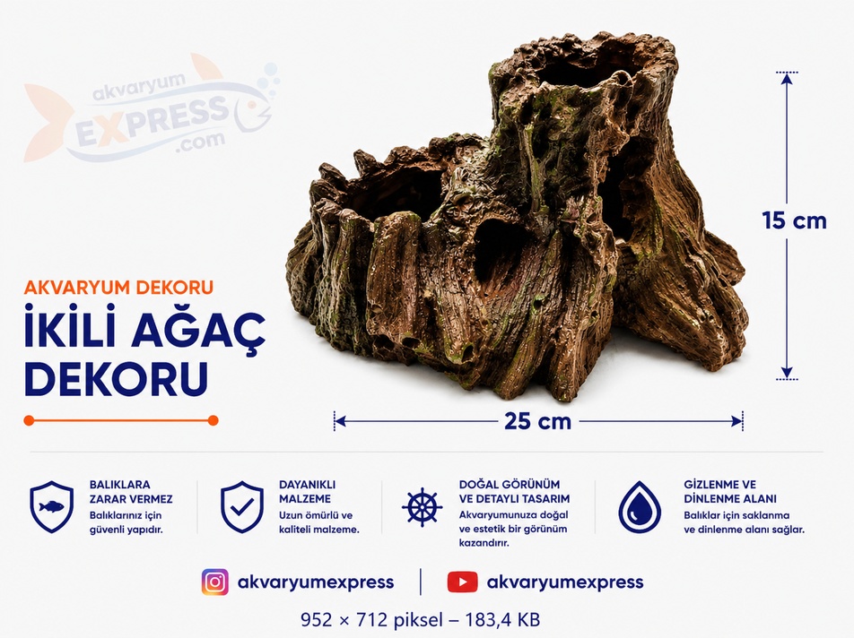 YAPAY İKİLİ AĞAÇ KÖKÜ AKVARYUM DEKORU