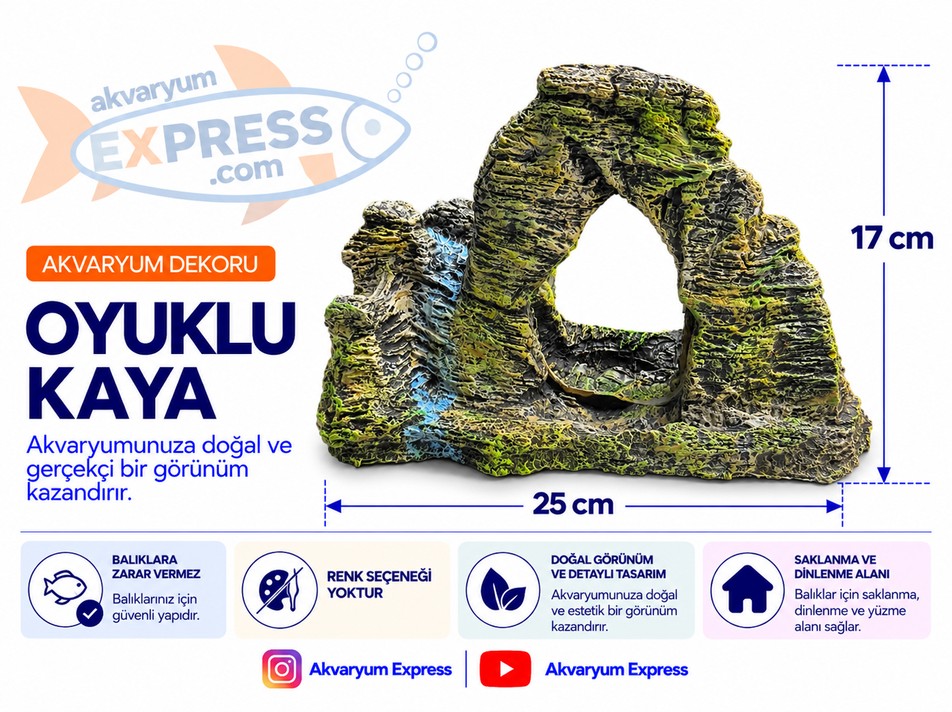 YAPAY OYUKLU KAYA AKVARYUM DEKORU