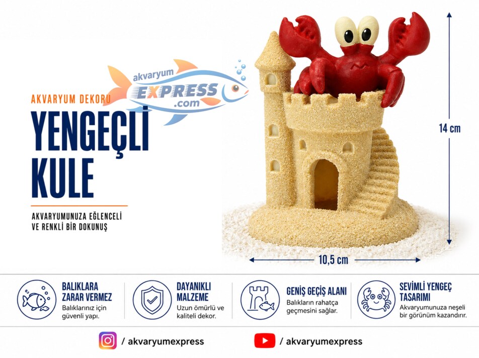 YENGEÇLİ KULE AKVARYUM DEKORU ÖZEL TASARIM