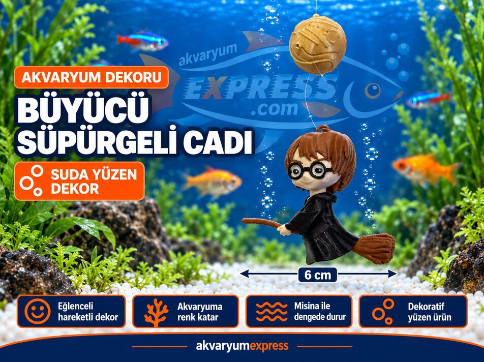 YÜZEN DALGIÇ SÜPÜRGELİ CADI AKVARYUM DEKORU